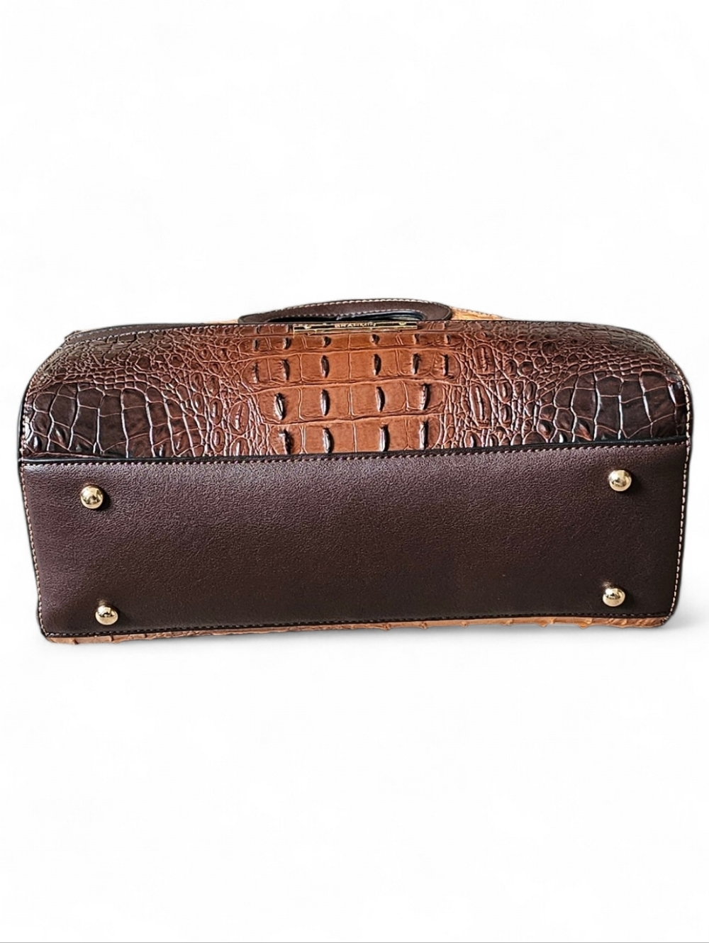 Brahmin Two-Tone Brown & Tan Croc-Embossed Top-Handle Bag - Picture 12 of 12